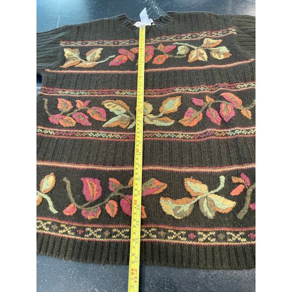 JH Collectibles Wool Blend Olive embroidered crewneck with leaf motif VTG Large - Picture 11 of 13